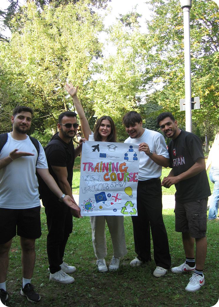 Volunteers presenting a charity campaign poster